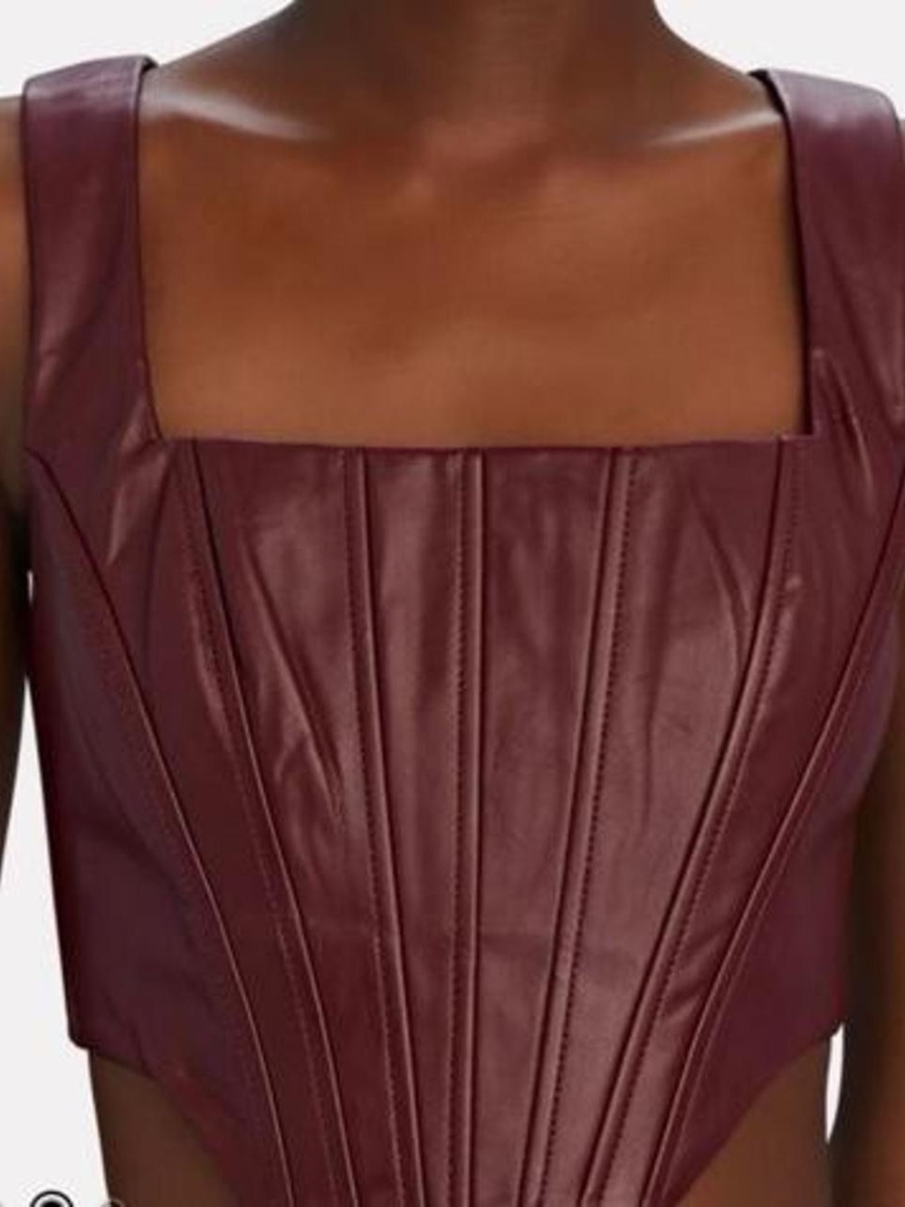 NWOT STAUD Burgundy Faux Leather Corset Tank